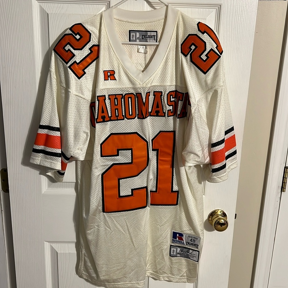 Gently loved authentic OKLAHOMA STATE Barry Sanders home jersey size 48